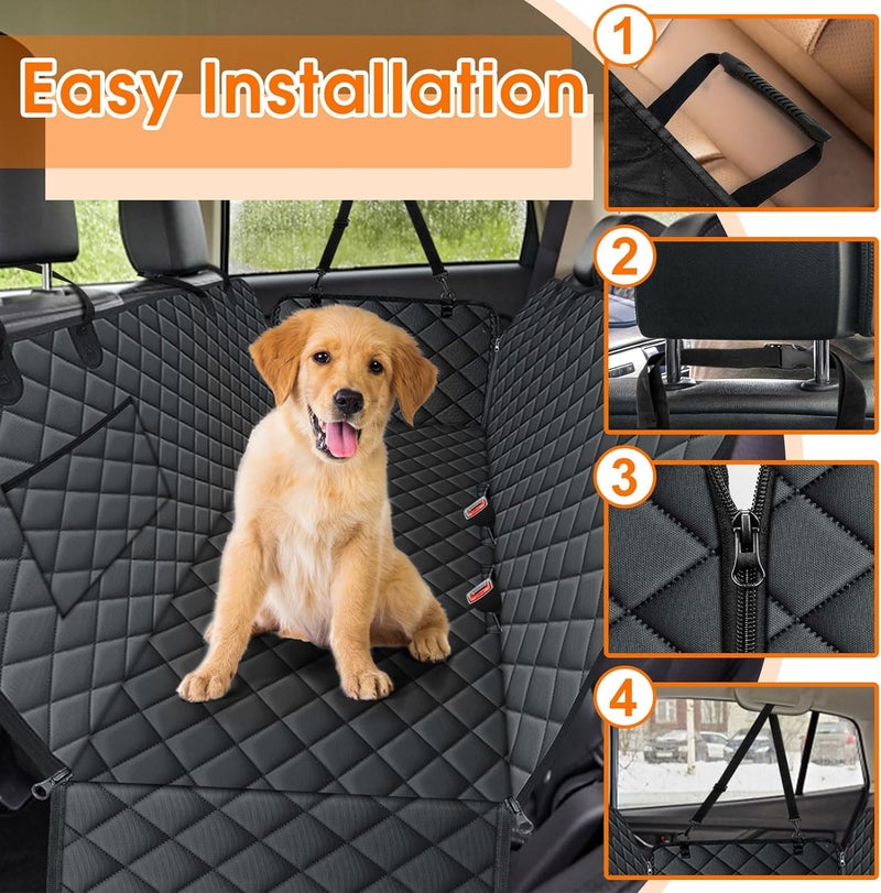 NECKORY Waterproof Dog Car Seat Cover for Back Seat - Durable, Scratch Proof Pet Hammock with Nonslip Design & Storage Pockets, Fits Cars, SUVs, Trucks - L, Black - Image 5